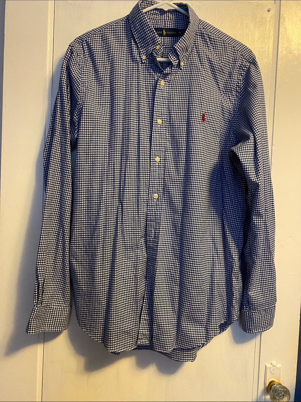 Ralph Lauren Navy and White Gingham Button-Down Shirt